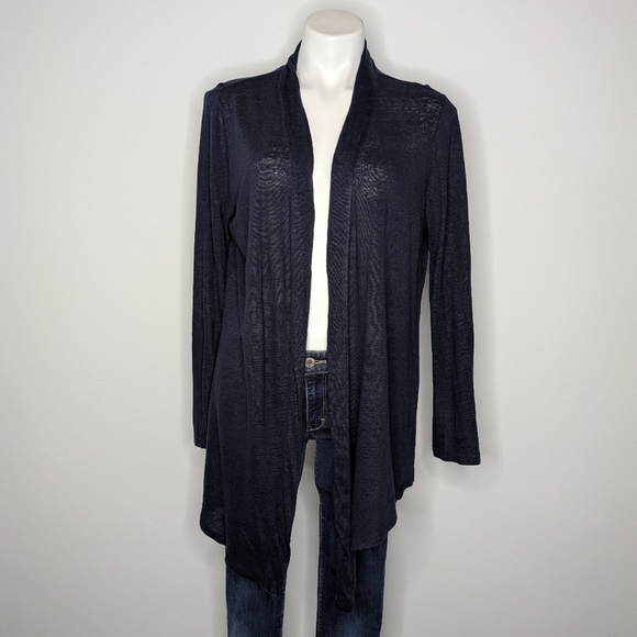 J. Jill Sweaters - J Jill Blue Sheer Lightweight Knit Open Cardigan Linen Sweater M